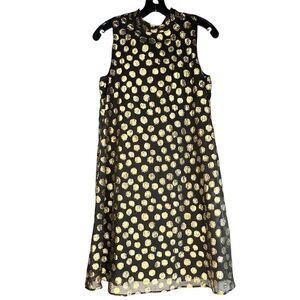 Elle Black & Gold Metallic Dot Accent Cocktail Flowey Shift Women’s Dress XS